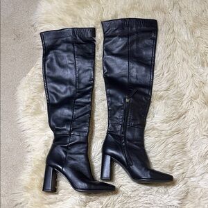 ZARA Elegant Black over the knee Women's genuine leather Boots 38
